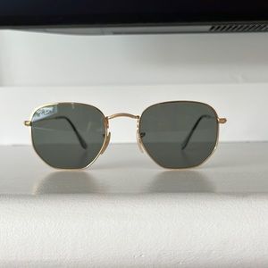 Ray - Ban Polarized Hexagon sunglasses.  Gold with green polarized lens.